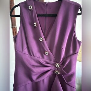 Elegant Purple Sleeveless Dress with Embellishments
